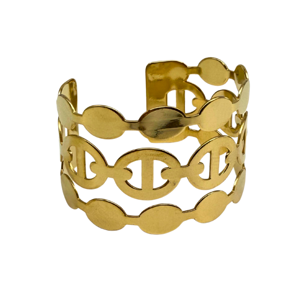 Bracciale con Catena Ovale Dorato in Acciaio Gold