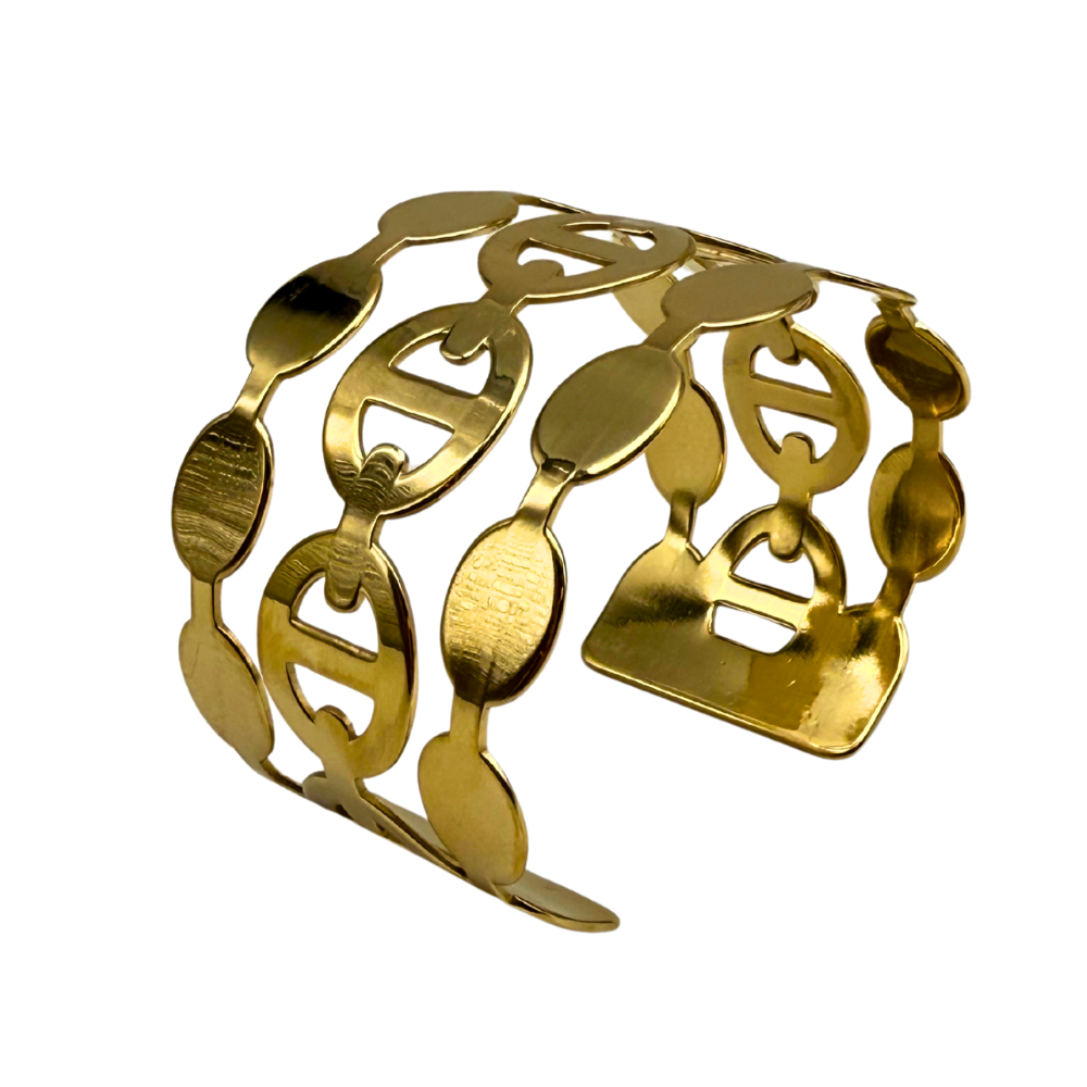 Bracciale con Catena Ovale Dorato in Acciaio Gold