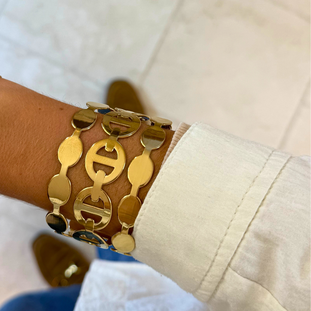 Bracciale con Catena Ovale Dorato in Acciaio Gold