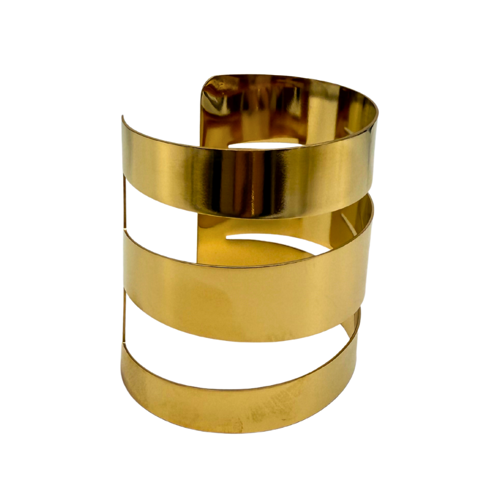 Bracciale Equilibrio Dorato in Acciaio Gold con 3 Fasce Lisce