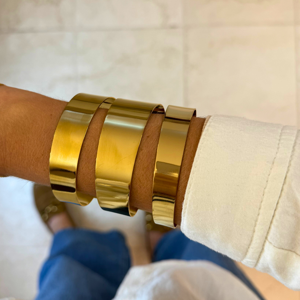Bracciale Equilibrio Dorato in Acciaio Gold con 3 Fasce Lisce