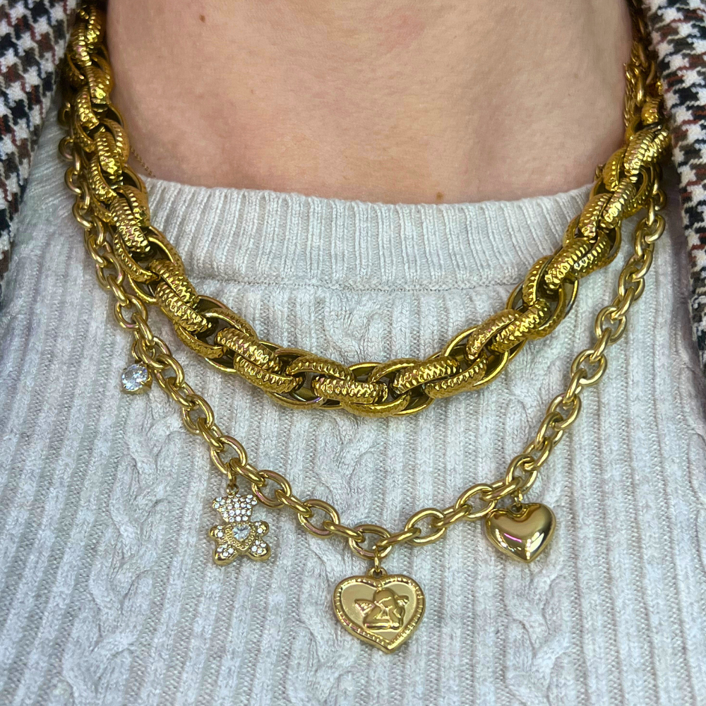 Collana Catena Vintage in Acciaio Gold