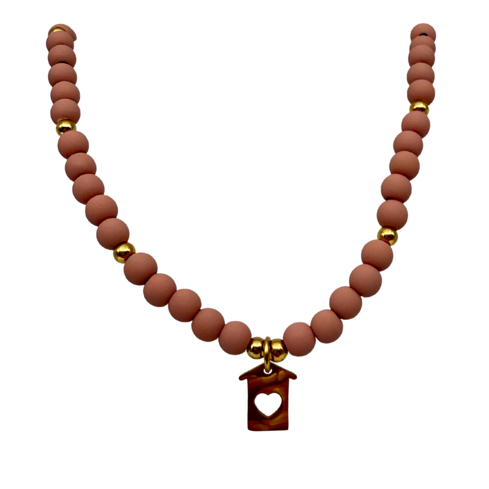 Collana Casa del Cuore in Acciaio Gold