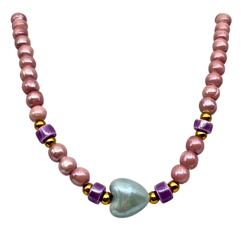 Collana Respiro di Lavanda in Acciaio Gold