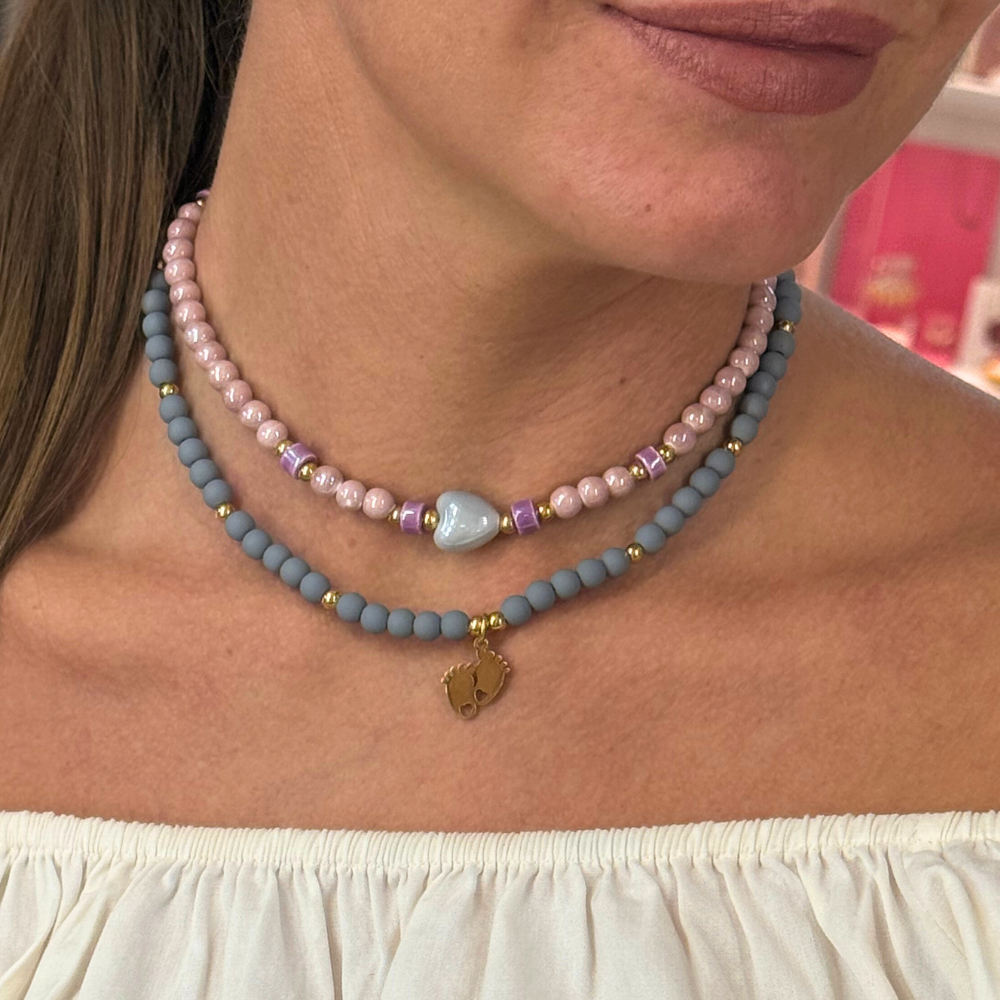 Collana Respiro di Lavanda in Acciaio Gold