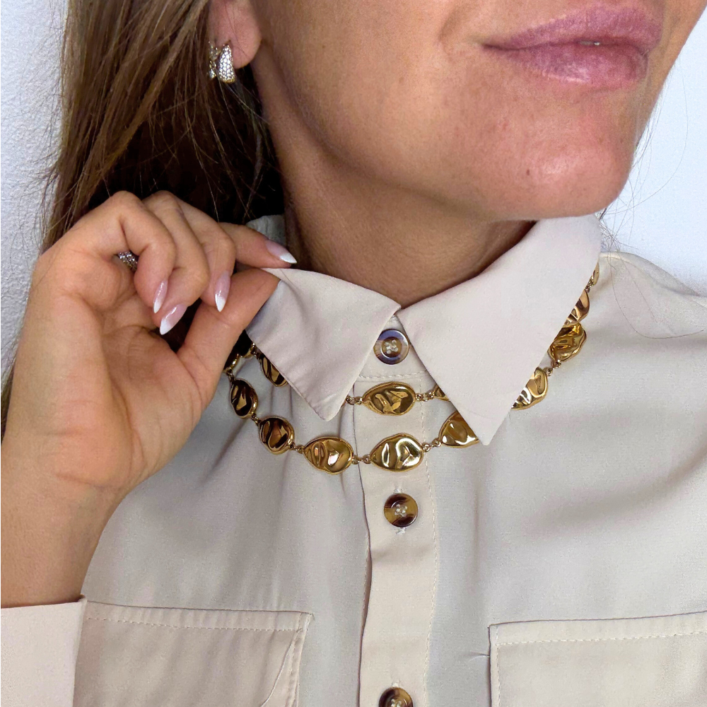 Collana Riflessi Dorati in Acciaio Gold