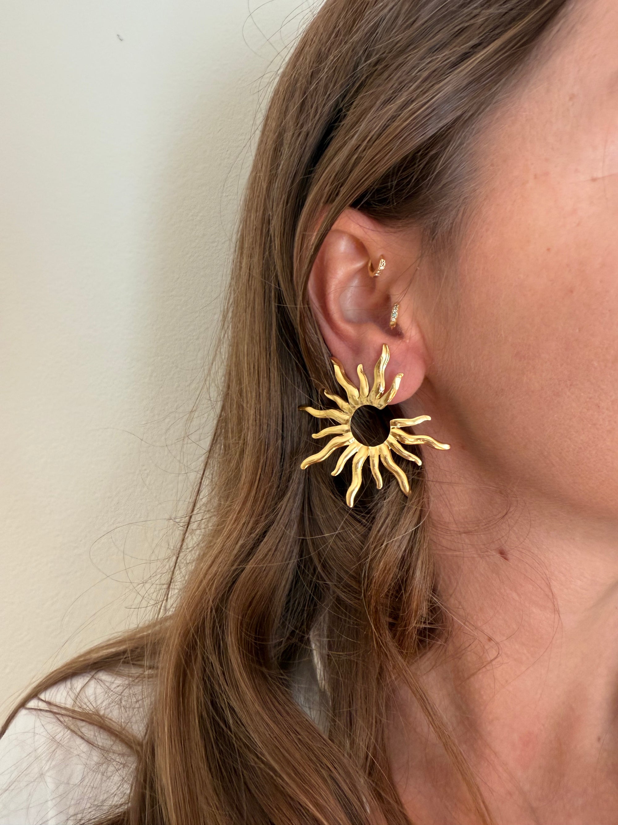 Orecchini Raggi Dorati in Acciaio Gold