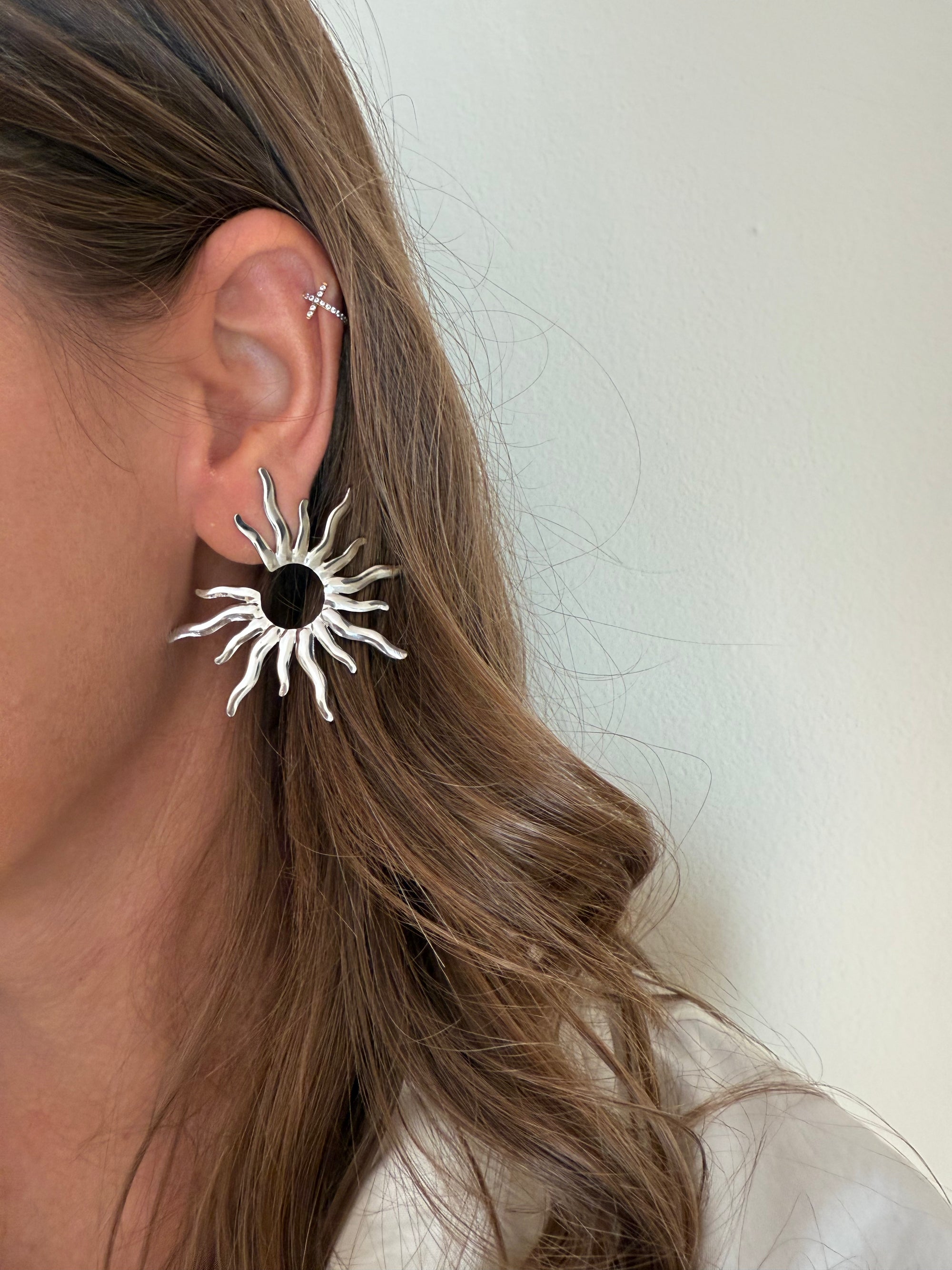 Orecchini Raggi Argentati in Acciaio Silver