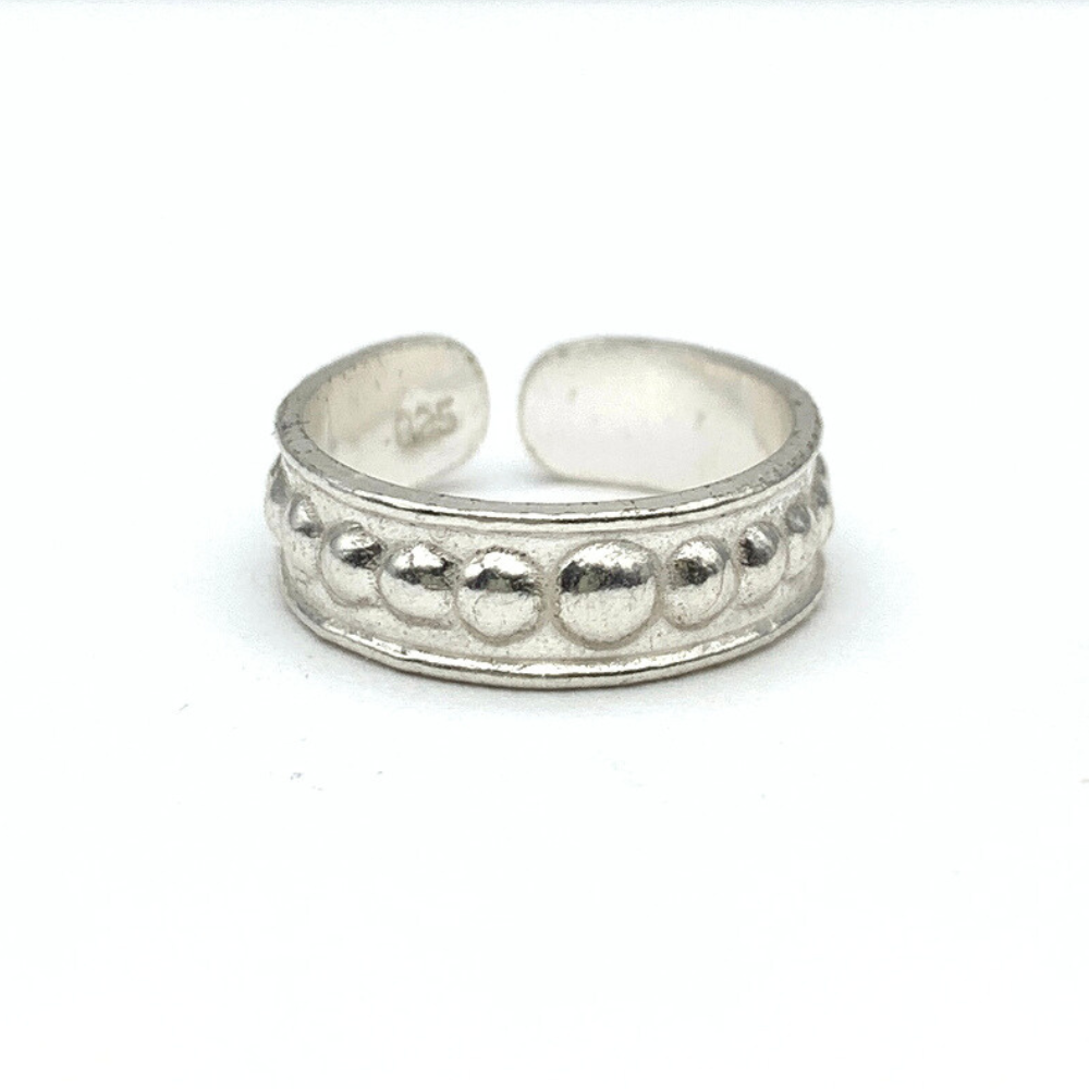 anello da piede in argento silver bubble