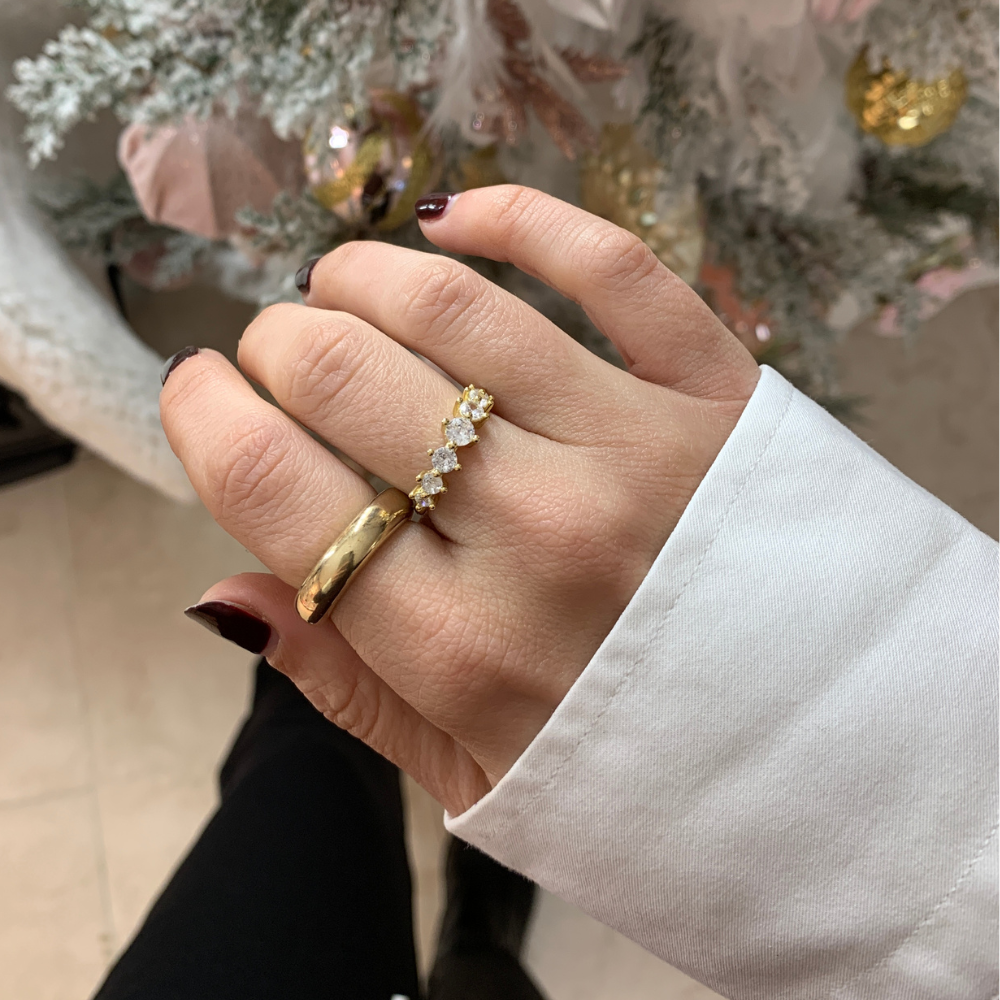 anello in argento placcato oro giallo fede big bombato liscio