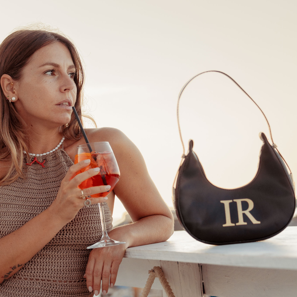 Bag Luna a Spalla Nera Personalizzabile - WJ Gioielli