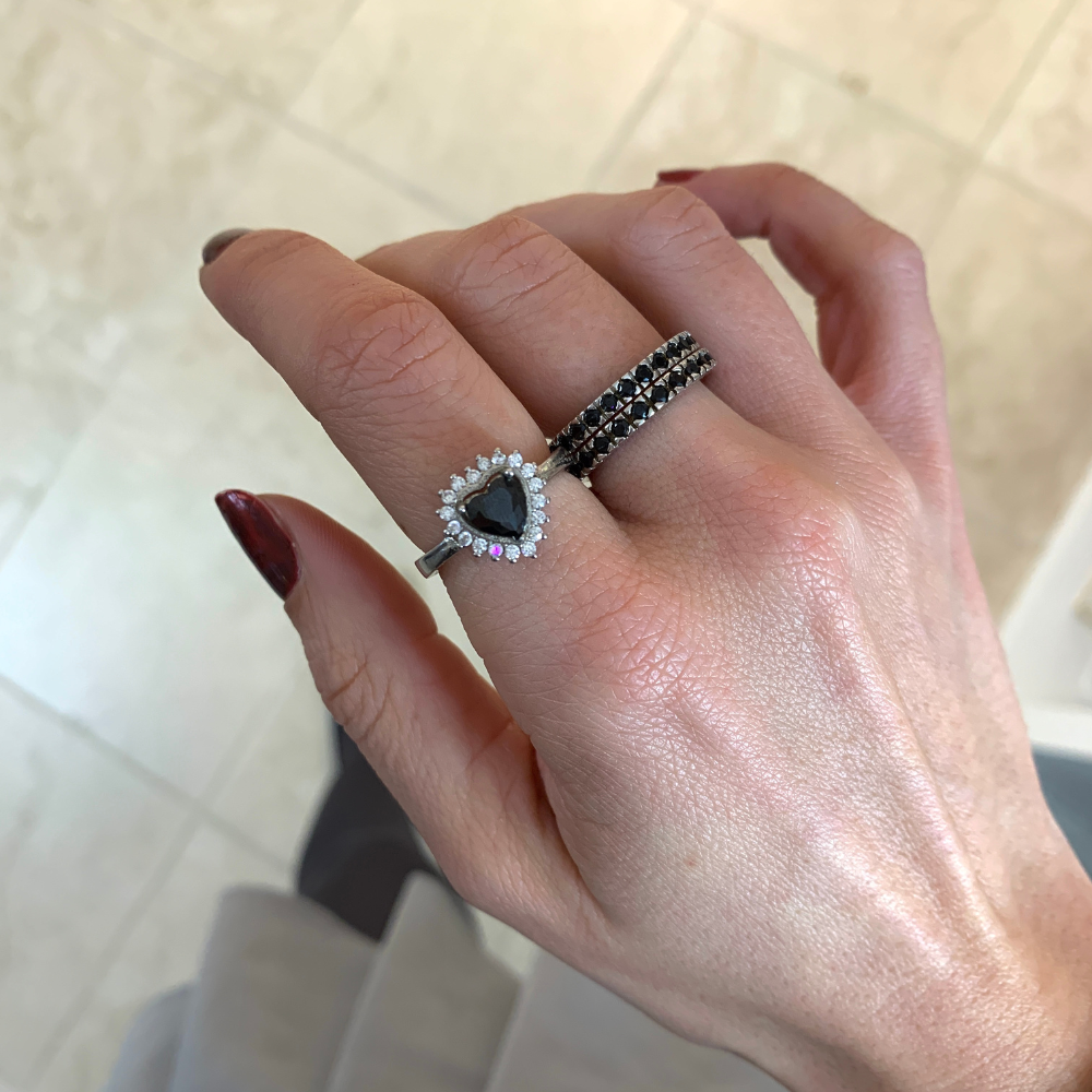 Anello Black Heart in Argento Silver - WJ Gioielli