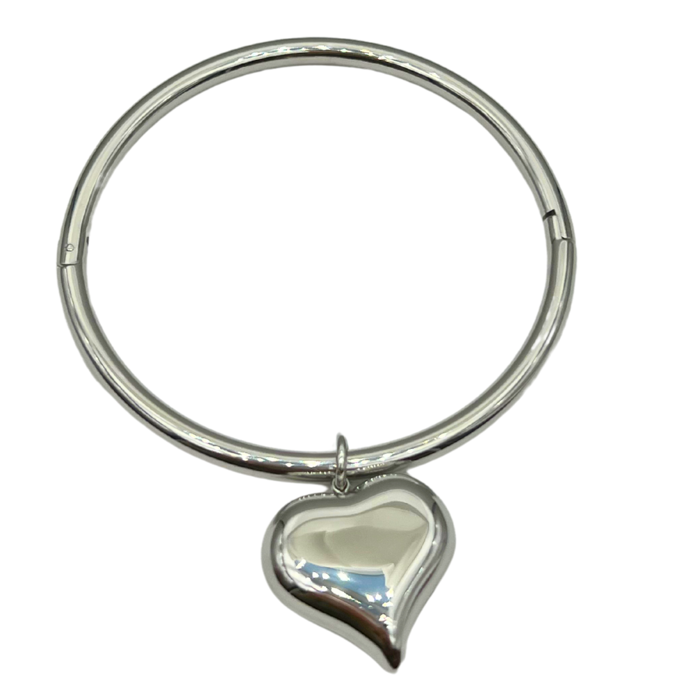Big Heart Bangle in Acciaio Silver - WJ Gioielli