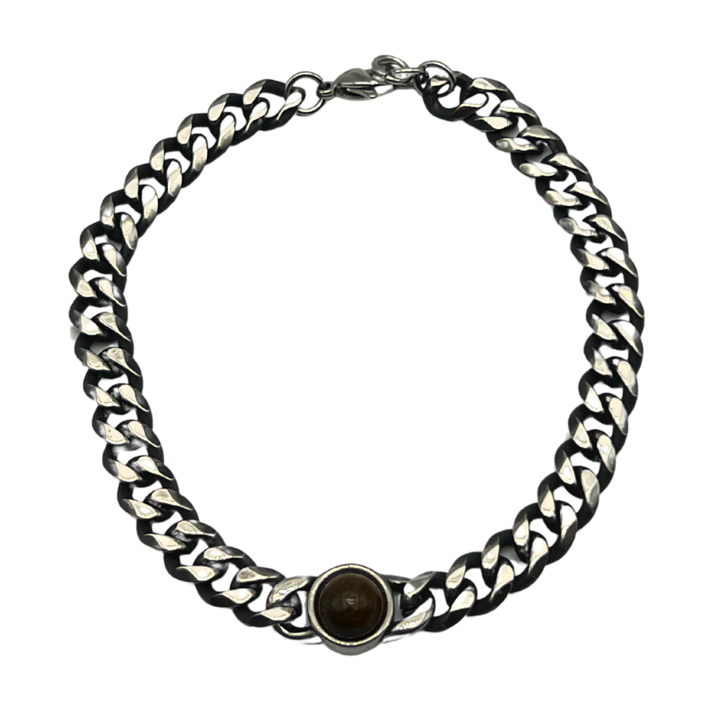 Bracciale Grumetta Marrone in Acciaio Silver - WJ Gioielli