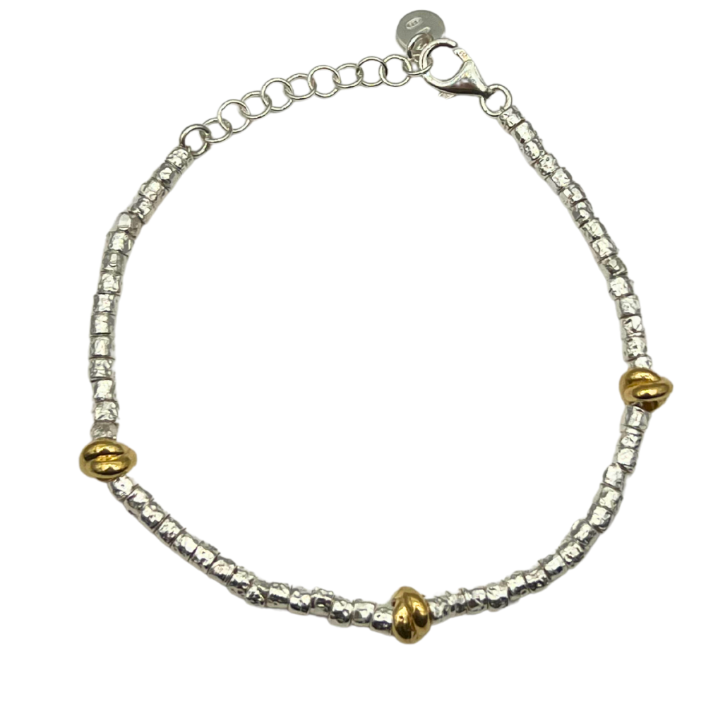 Bracciale con Pepite Martellate e Nodini in Argento925 - WJ Gioielli