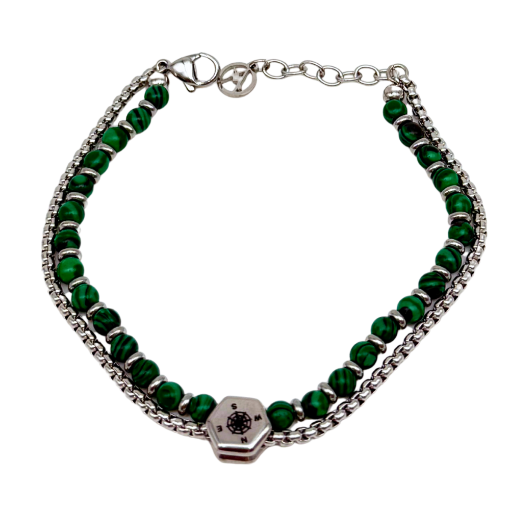 Braccial Dual in Malachite Verde e Acciaio