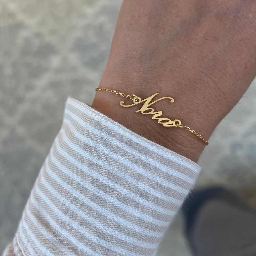 bracciale in argento 925 placcato oro giallo 18k personalizzato con nome