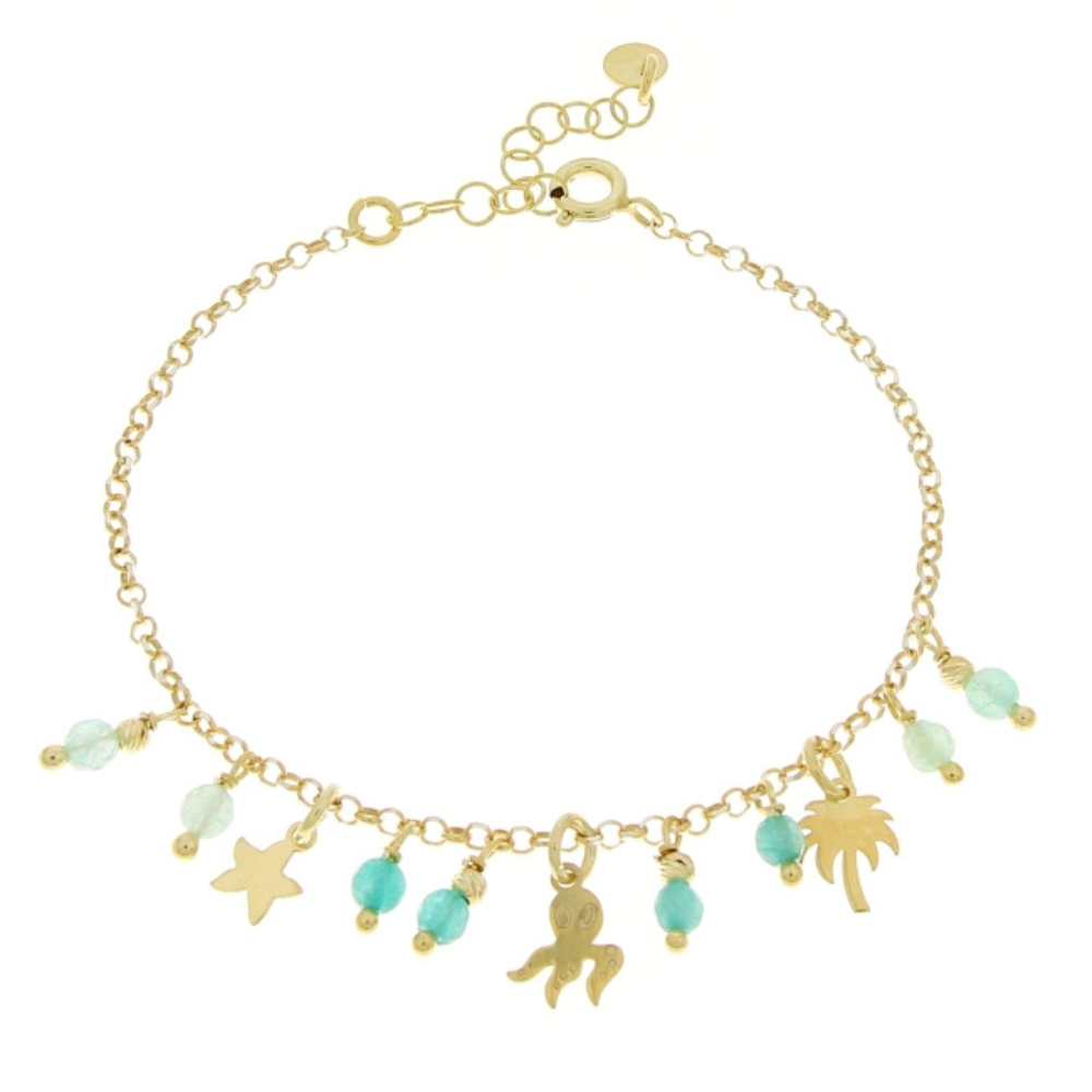 bracciale in argento gold con pietre stella e polipo