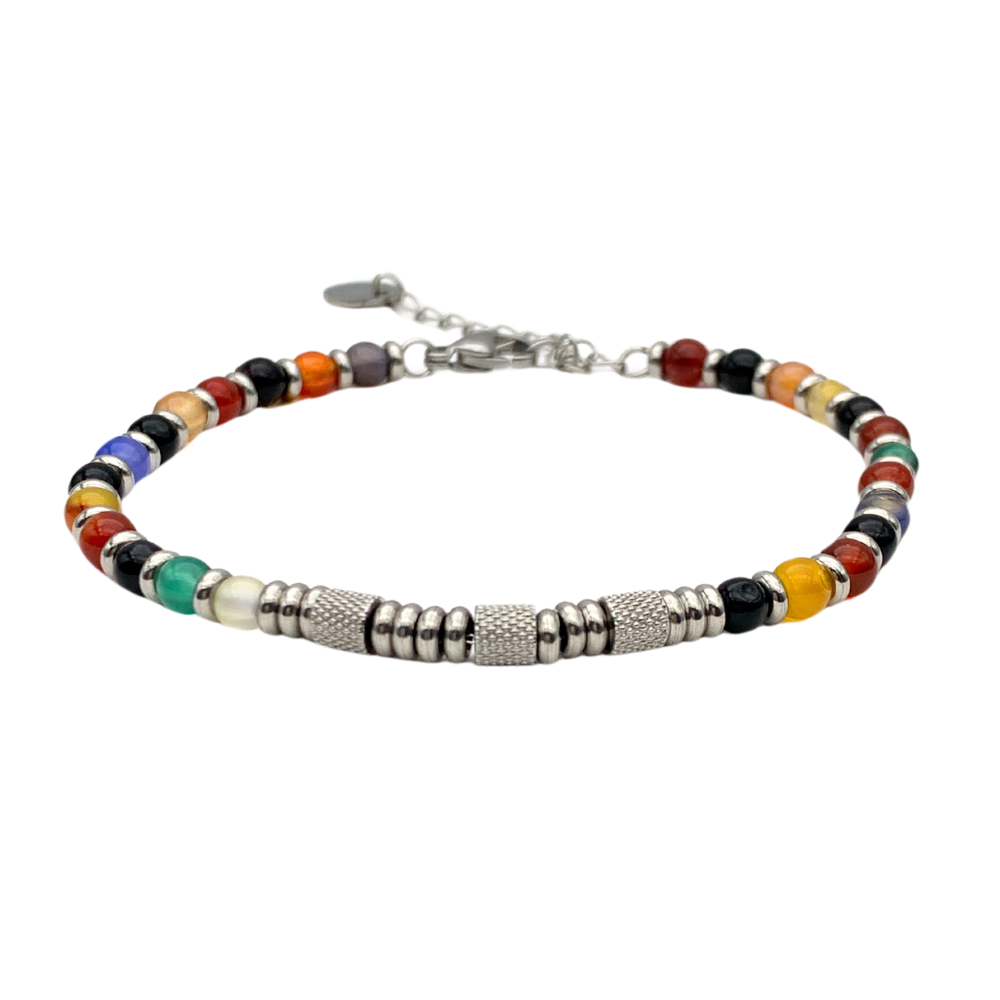 Bracciale Pietre Colorate in Acciaio Silver - WJ Gioielli