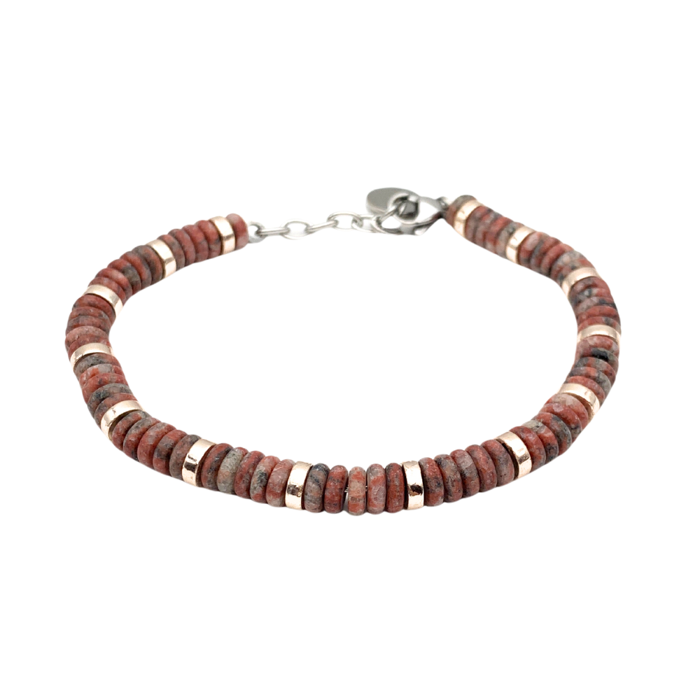 Bracciale Pietre Lapislazzuli Marroni in Acciaio Silver - WJ Gioielli