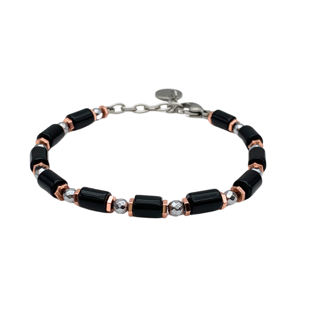 Bracciale Pietre Onice in Acciaio Silver - WJ Gioielli
