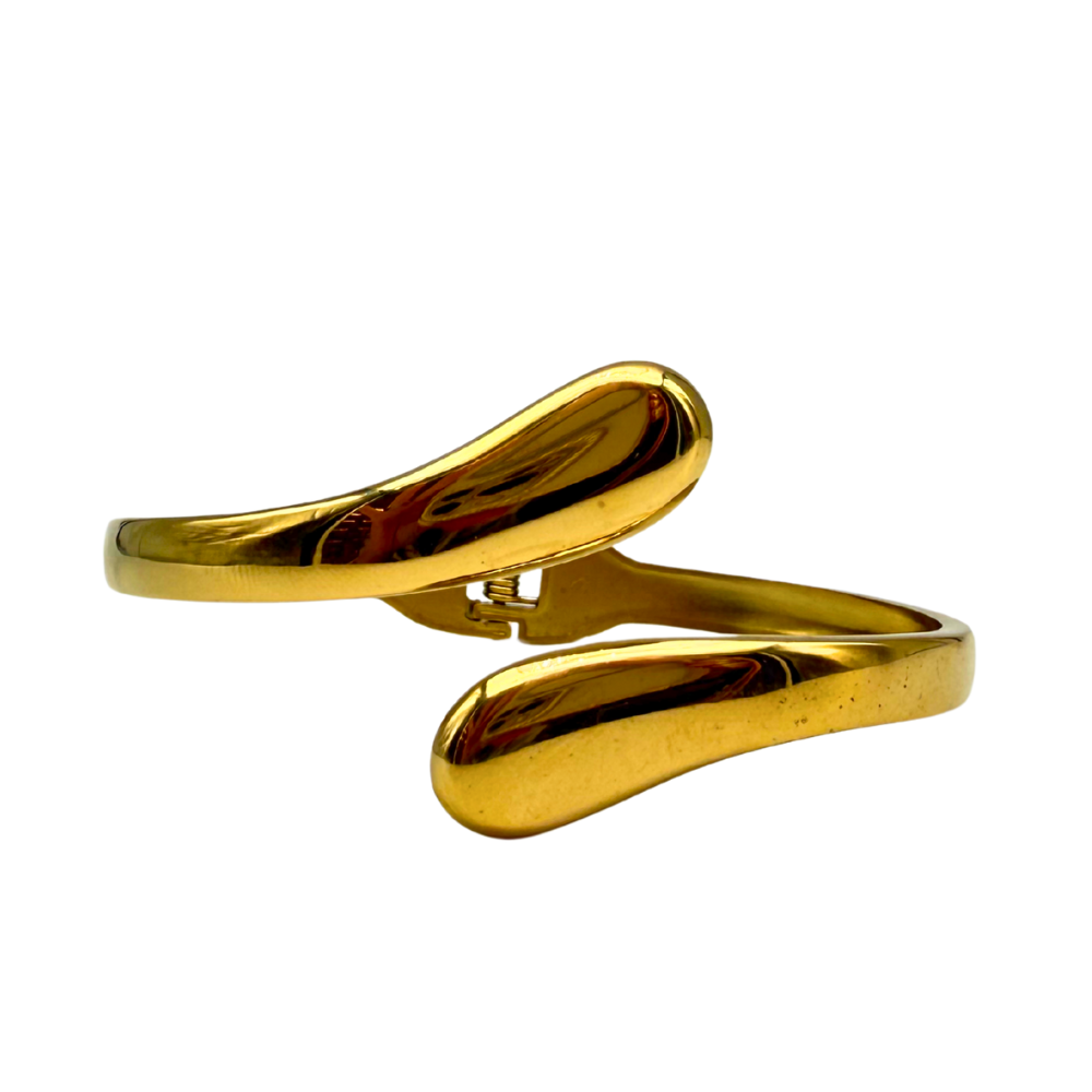Bracciale Rigido Connessione Dorata in Acciaio Gold