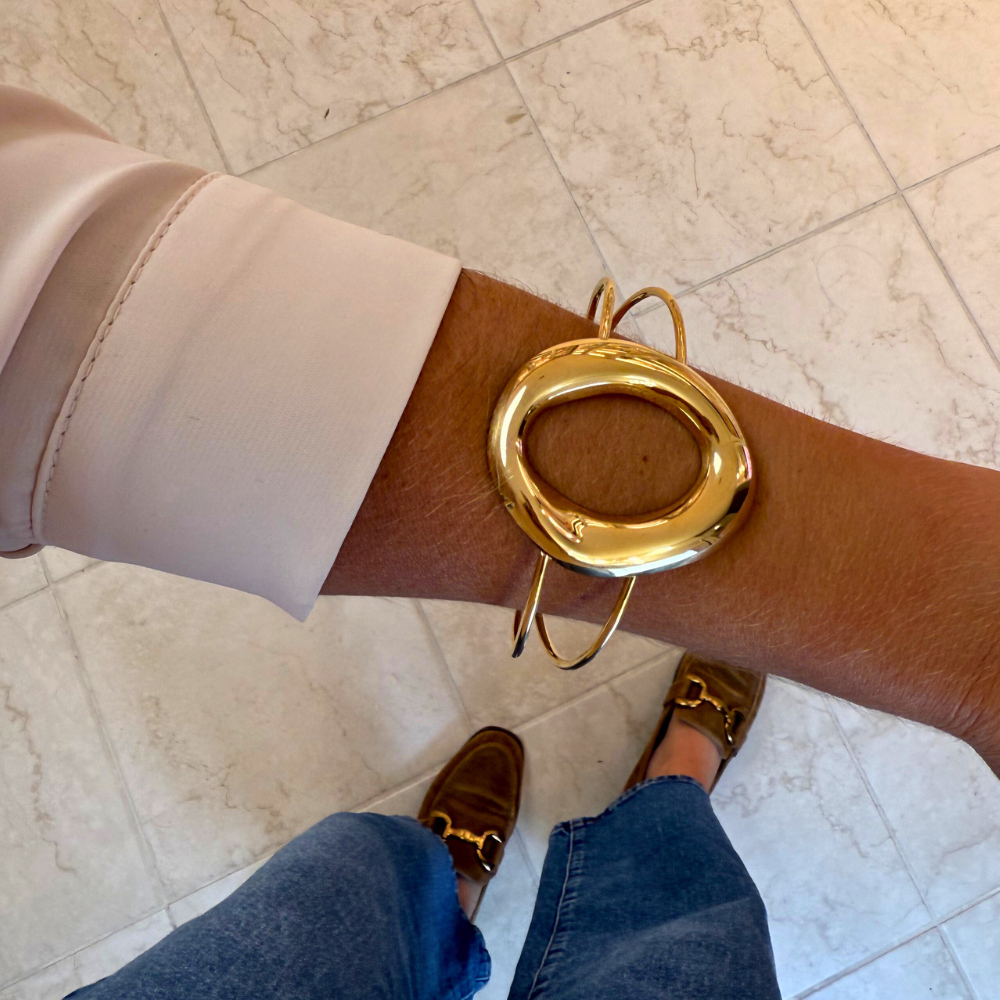 Bracciale Rigido Equilibrio Dorato in Acciaio Gold