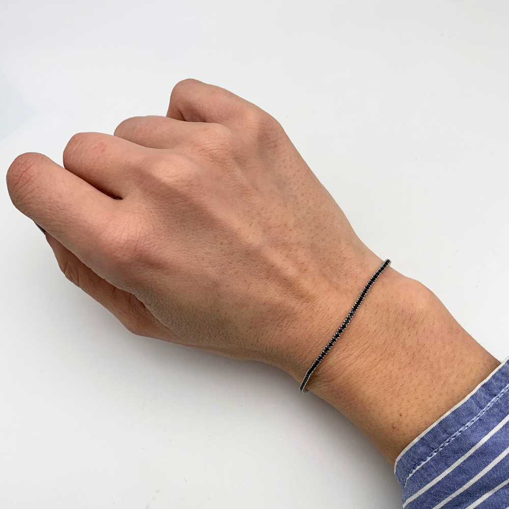 Bracciale Tennis Zirconi Neri in Argento Silver - WJ Gioielli