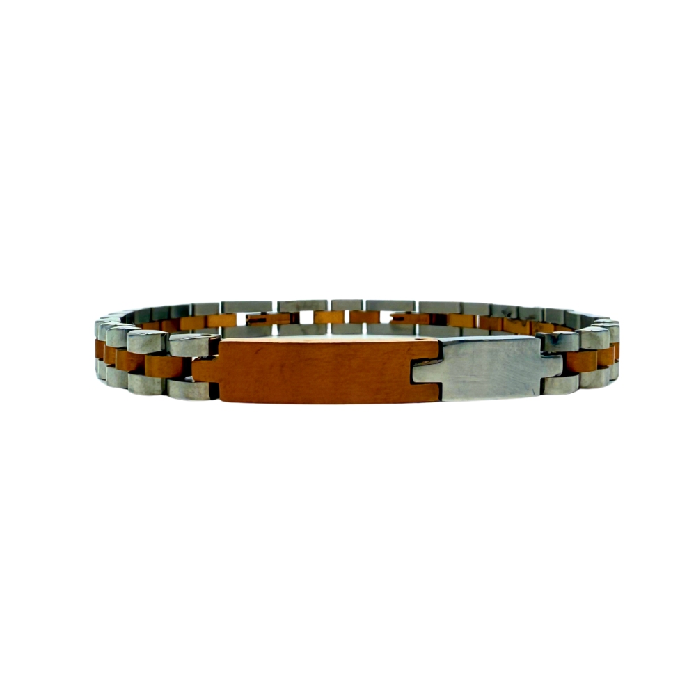 Bracciale Dual Tone in Acciaio Silver & Rose