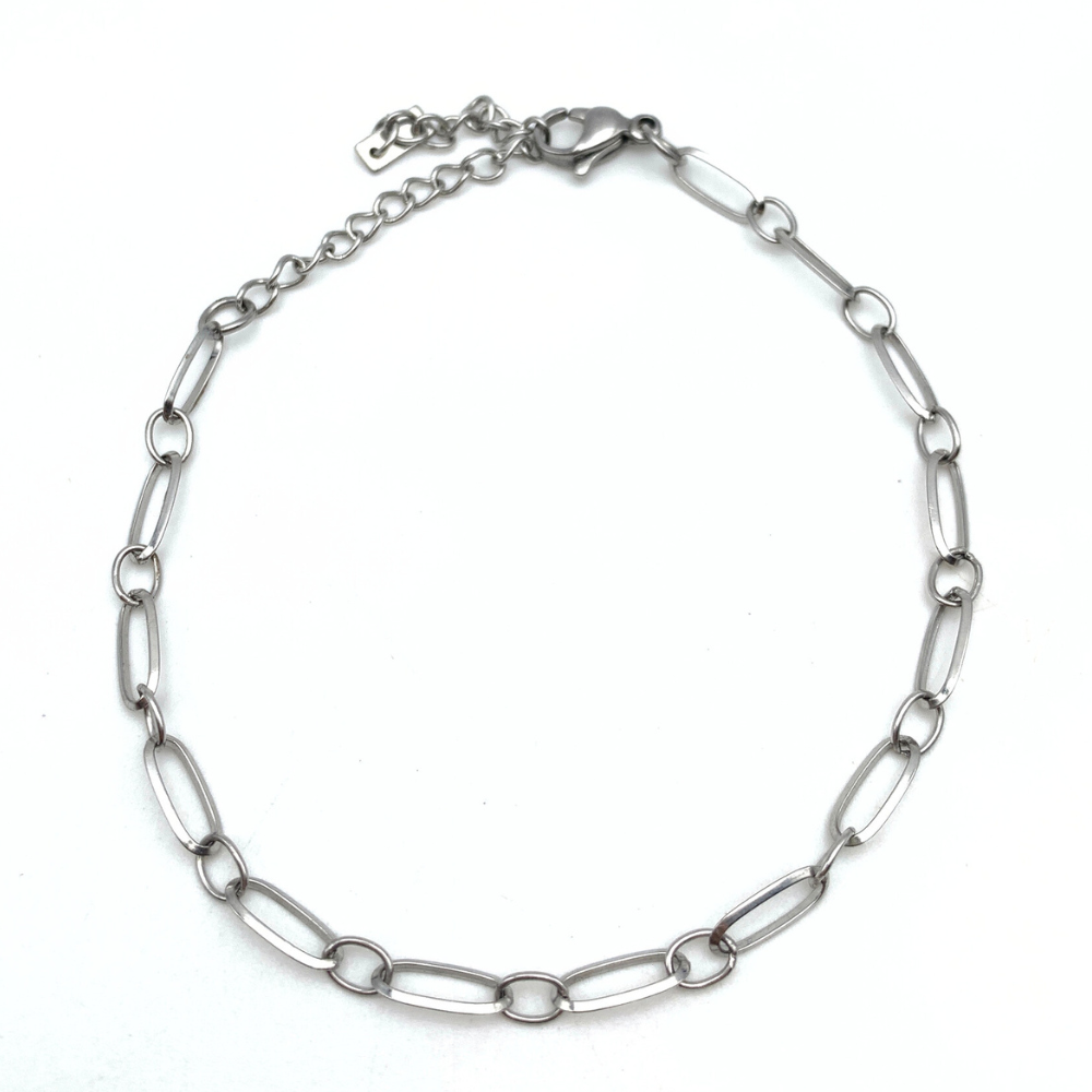 cavigliera chain in acciaio silver