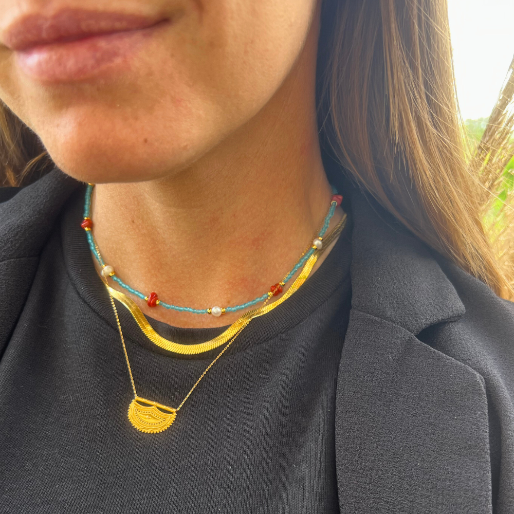 Choker Azzurro Ancestrale in Acciaio Gold