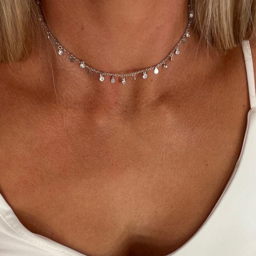choker mille gocce in argento silver con zirconi bianchi