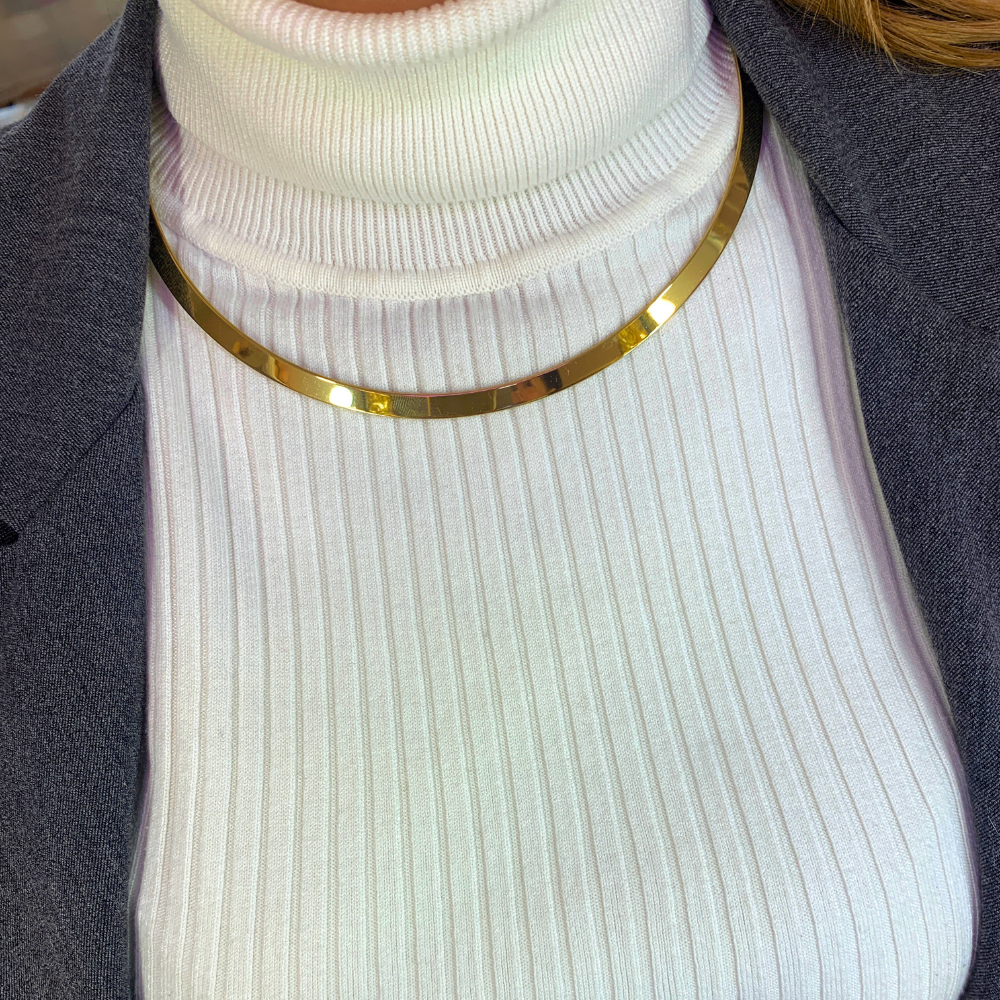 Choker Rigido Piatto Acciaio Gold