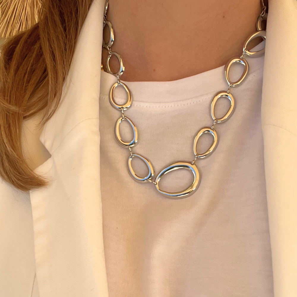 Collana Catena Oval Bold in Acciaio Silver