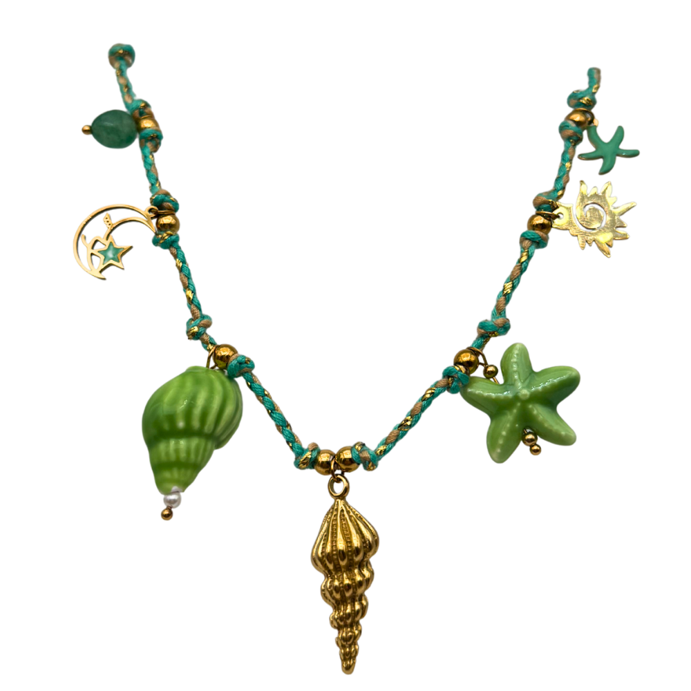 Collana Sea Gypsy Verde a in Acciaio Gold