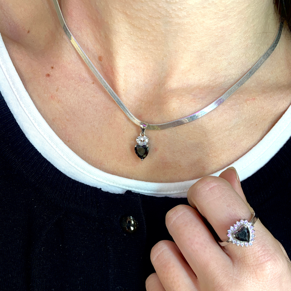 Anello Black Heart in Argento Silver - WJ Gioielli