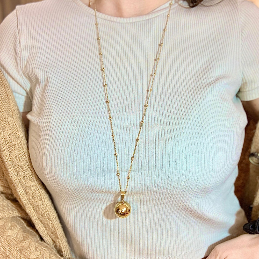 collana chiama angeli in acciaio gold