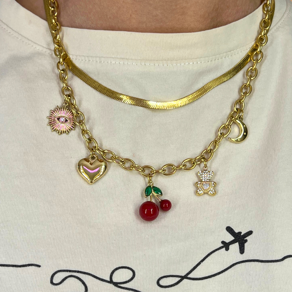 Collana Cherry Boom in Acciaio Gold