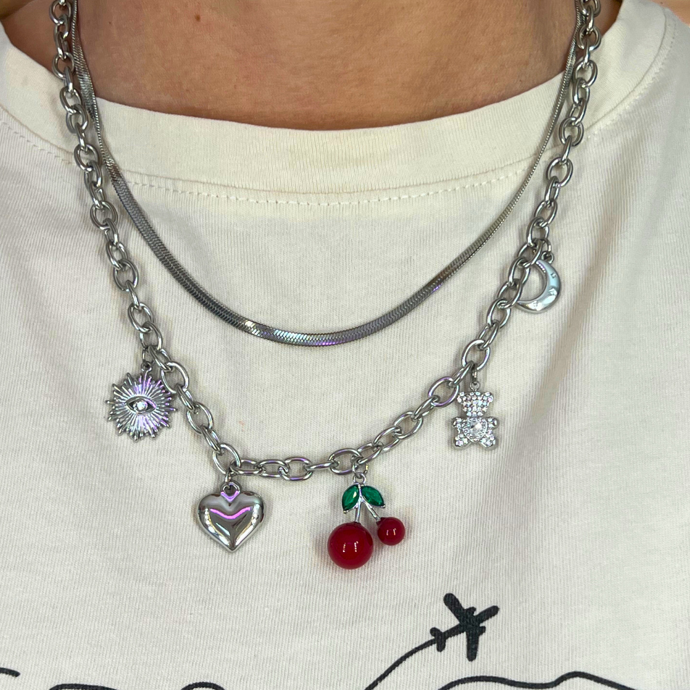 Collana Cherry Boom in Acciaio Silver