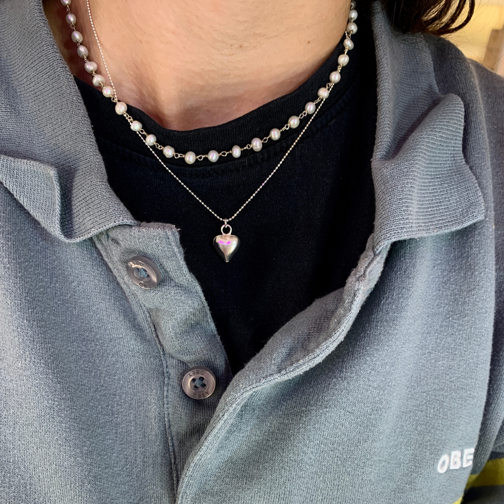 Collana Cuore Bombato Personalizzabile in Argento Silver