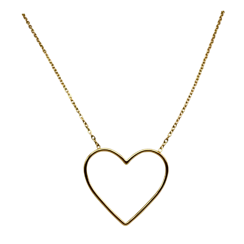 Cuore Essenziale – Collana Girocollo in Acciaio Gold con Ciondolo Stilizzato