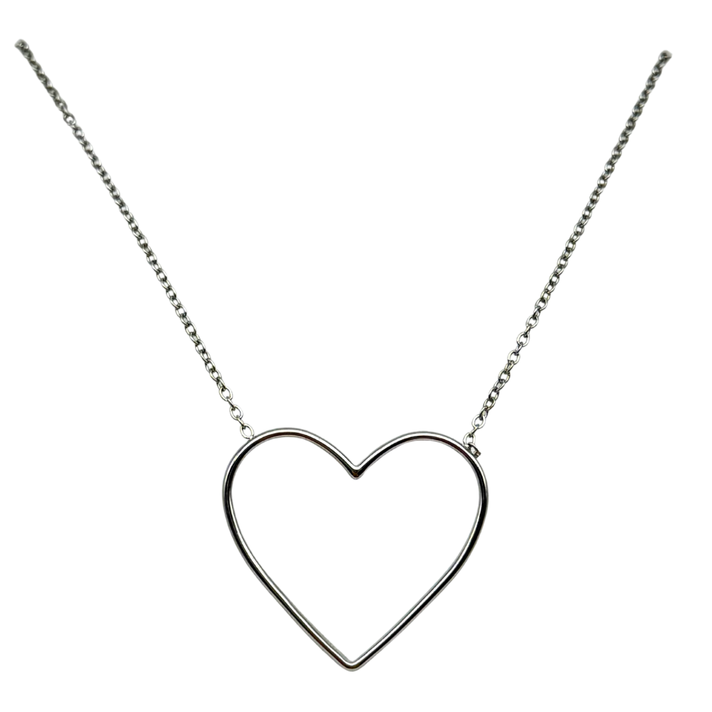 Cuore Essenziale - Collana Girocollo in Acciaio Silver con Ciondolo Stilizzato