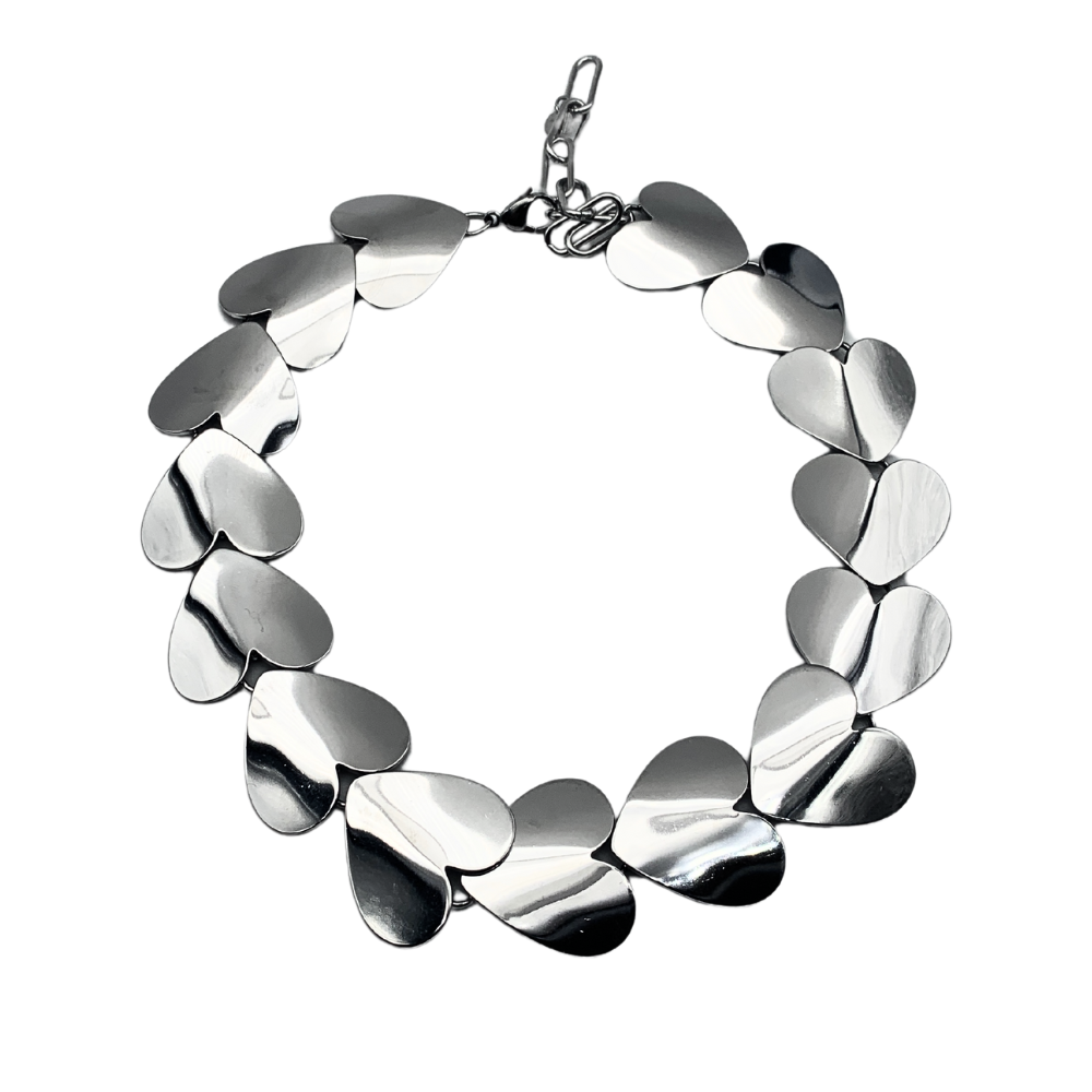 Collana di Cuori Big in Acciaio Silver