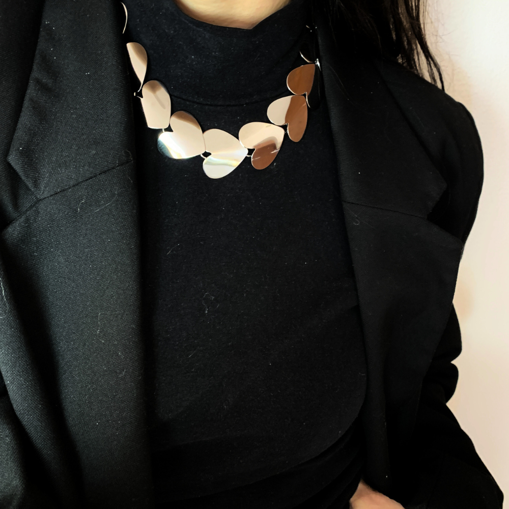 Collana di Cuori Big in Acciaio Silver