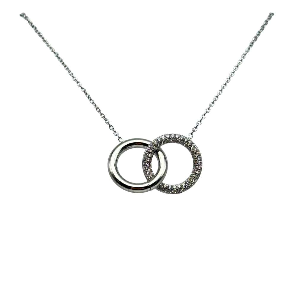 Intreccio di Luce - Collana Girocollo in Acciaio Silver con Doppio Anello