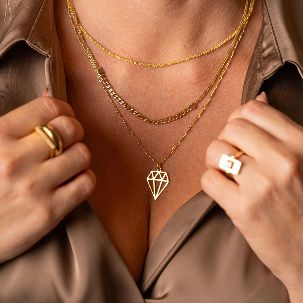 Collana Catenella in Argento Gold con Cuori