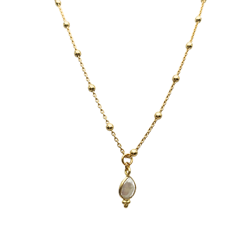 Collana Aurora con Pietra Bianca in Argento Gold