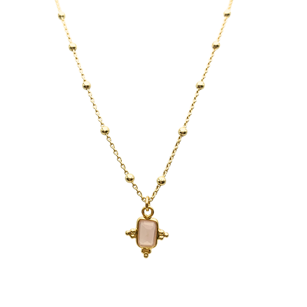 Collana Aurora con Pietra Rosa in Argento Gold