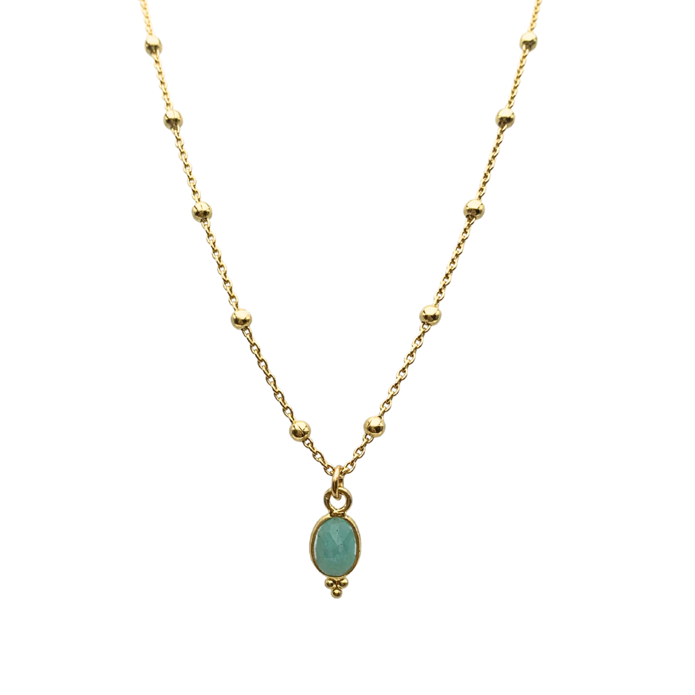 Collana Aurora con Pietra Verde in Argento Gold