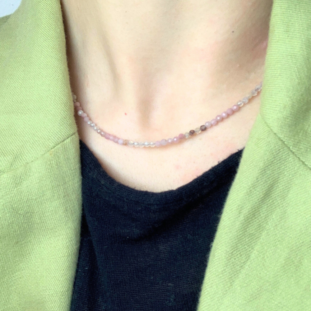 Choker Pietre Dure Rosa in Argento Gold